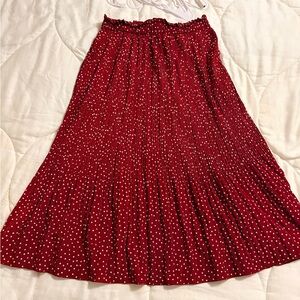 Red Polka Dot Pleated Skirt